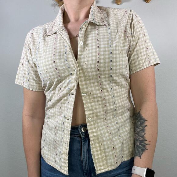 Vintage Woolrich Rugged Outdoorwear Plaid Floral Button Down Blouse Size Small - Picture 3 of 8